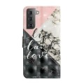 For Samsung Galaxy S22 5G Oil Embossed 3D Drawing Leather Phone Case(Stitching Marble)