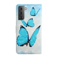 For Samsung Galaxy S22 5G Oil Embossed 3D Drawing Leather Phone Case(3 Butterflies)