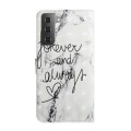 For Samsung Galaxy S22+ 5G Oil Embossed 3D Drawing Leather Phone Case(Words Marble)