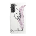 For Samsung Galaxy S22+ 5G Oil Embossed 3D Drawing Leather Phone Case(Feather)