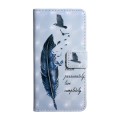 For Samsung Galaxy S22 Ultra 5G Oil Embossed 3D Drawing Leather Phone Case(Blue Feather)