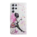 For Samsung Galaxy S22 Ultra 5G Oil Embossed 3D Drawing Leather Phone Case(Flower Fairy)