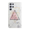 For Samsung Galaxy S22 Ultra 5G Oil Embossed 3D Drawing Leather Phone Case(Triangular Marble)