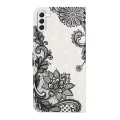 For Samsung Galaxy S23 5G Oil Embossed 3D Drawing Leather Phone Case(Lace Flower)