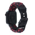 For Apple Watch SE 2023 44mm Paracord Plain Braided Webbing Buckle Watch Band(Black Red)