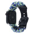 For Apple Watch SE 2023 44mm Paracord Plain Braided Webbing Buckle Watch Band(Blue Green)