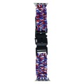 For Apple Watch SE 2023 40mm Paracord Plain Braided Webbing Buckle Watch Band(Red White Blue)