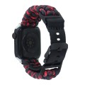 For Apple Watch Series 9 41mm Paracord Plain Braided Webbing Buckle Watch Band(Black Red)