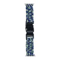 For Apple Watch Series 9 41mm Paracord Plain Braided Webbing Buckle Watch Band(Blue Green)