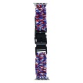 For Apple Watch Ultra 49mm Paracord Plain Braided Webbing Buckle Watch Band(Red White Blue)