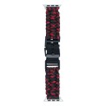 For Apple Watch Series 8 45mm Paracord Plain Braided Webbing Buckle Watch Band(Black Red)