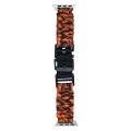 For Apple Watch Series 8 45mm Paracord Plain Braided Webbing Buckle Watch Band(Black Orange)