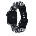 For Apple Watch SE 2022 40mm Paracord Plain Braided Webbing Buckle Watch Band(Black White)