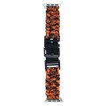 For Apple Watch SE 2022 44mm Paracord Plain Braided Webbing Buckle Watch Band(Black Orange)