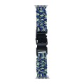 For Apple Watch Series 7 45mm Paracord Plain Braided Webbing Buckle Watch Band(Blue Green)