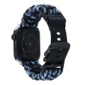 For Apple Watch SE 44mm Paracord Plain Braided Webbing Buckle Watch Band(Black Blue)