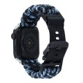 For Apple Watch Series 6 44mm Paracord Plain Braided Webbing Buckle Watch Band(Black Blue)
