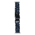 For Apple Watch Series 5 44mm Paracord Plain Braided Webbing Buckle Watch Band(Black Blue)