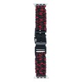 For Apple Watch Series 3 38mm Paracord Plain Braided Webbing Buckle Watch Band(Black Red)