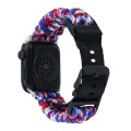 For Apple Watch Series 3 38mm Paracord Plain Braided Webbing Buckle Watch Band(Red White Blue)
