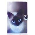For Samsung Galaxy Tab A9 Electric Pressed Colored Drawing Leather Tablet Case(Blue Eyed Cat)