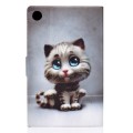 For Samsung Galaxy Tab A9 Electric Pressed Colored Drawing Leather Tablet Case(Cat)