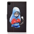 For Samsung Galaxy Tab A9 Electric Horizontal Flat Painted Leather Tablet Case(Boxing Cat)