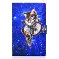For Samsung Galaxy Tab A9 Electric Pressed Colored Drawing Leather Tablet Case(Glasses Cat)