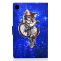 For Samsung Galaxy Tab A9 Electric Pressed Colored Drawing Leather Tablet Case(Glasses Cat)
