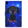 For Samsung Galaxy Tab A9 Electric Pressed Colored Drawing Leather Tablet Case(Little Black Dog)