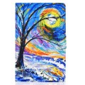 For Samsung Galaxy Tab A9 Electric Pressed Colored Drawing Leather Tablet Case(Watercolor Tree)