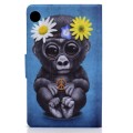 For Samsung Galaxy Tab A9 Electric Pressed Colored Drawing Leather Tablet Case(Chimpanzees)
