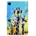 For Samsung Galaxy Tab A9 Electric Pressed Colored Drawing Leather Tablet Case(Glasses Giraffe)