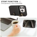 For iPhone 13 Brushed Texture Wallet Ring Holder Phone Case(Black)