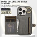 For iPhone 14 Brushed Texture Wallet Ring Holder Phone Case(Grey)