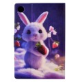For Samsung Galaxy Tab A9 Electric Pressed Colored Drawing Leather Tablet Case(Strawberry Bunny)
