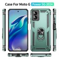 For Motorola Moto G Power 5G 2024 Shockproof TPU + PC Phone Case with Holder(Dark Green)