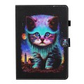 For Samsung Galaxy Tab A9 Coloured Drawing Stitching Smart Leather Tablet Case with Sleep / Wake-up