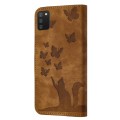 For Samsung Galaxy A02s EU Butterfly Cat Embossing Flip Leather Phone Case(Brown)