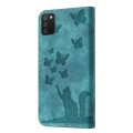 For Samsung Galaxy A03s EU Butterfly Cat Embossing Flip Leather Phone Case(Wathet)