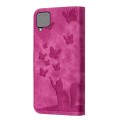 For Samsung Galaxy A12 Butterfly Cat Embossing Flip Leather Phone Case(Pink)