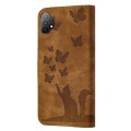 For Samsung Galaxy A13 4G / 5G / A04 Butterfly Cat Embossing Flip Leather Phone Case(Brown)