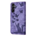 For Samsung Galaxy A15 Butterfly Cat Embossing Flip Leather Phone Case(Purple)