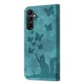 For Samsung Galaxy A15 Butterfly Cat Embossing Flip Leather Phone Case(Wathet)