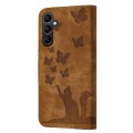 For Samsung Galaxy A15 Butterfly Cat Embossing Flip Leather Phone Case(Brown)