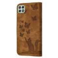 For Samsung Galaxy A22 5G Butterfly Cat Embossing Flip Leather Phone Case(Brown)