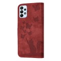 For Samsung Galaxy A23 / M13 4G Butterfly Cat Embossing Flip Leather Phone Case(Red)