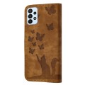 For Samsung Galaxy A32 5G Butterfly Cat Embossing Flip Leather Phone Case(Brown)