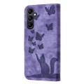 For Samsung Galaxy A34 5G Butterfly Cat Embossing Flip Leather Phone Case(Purple)