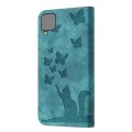 For Samsung Galaxy A42 5G Butterfly Cat Embossing Flip Leather Phone Case(Wathet)